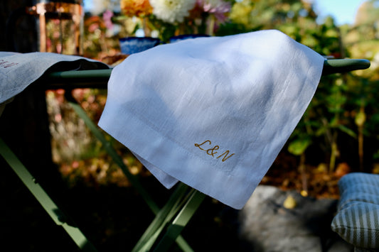 Personalised Linen Napkins, Off White, Set of 6