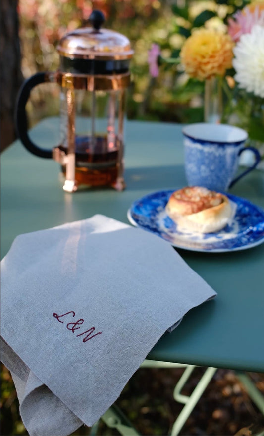 Personalised Linen Napkins, Nature, Set of 6