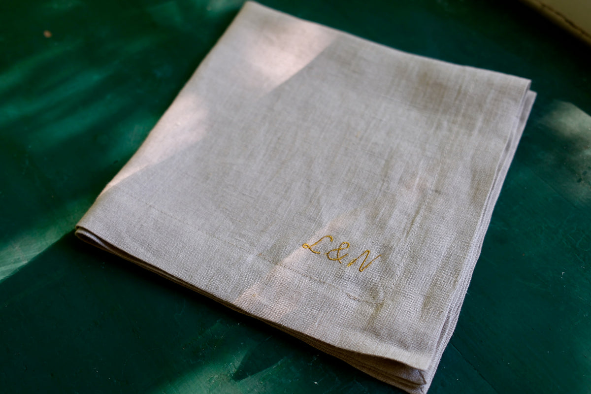 Personalised Linen Napkins, Nature, Set of 6