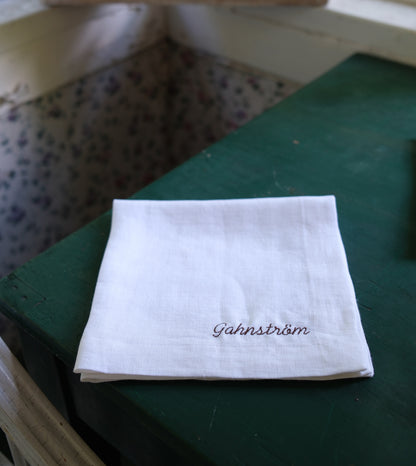 Personalised Linen Napkins, Off White, Set of 6