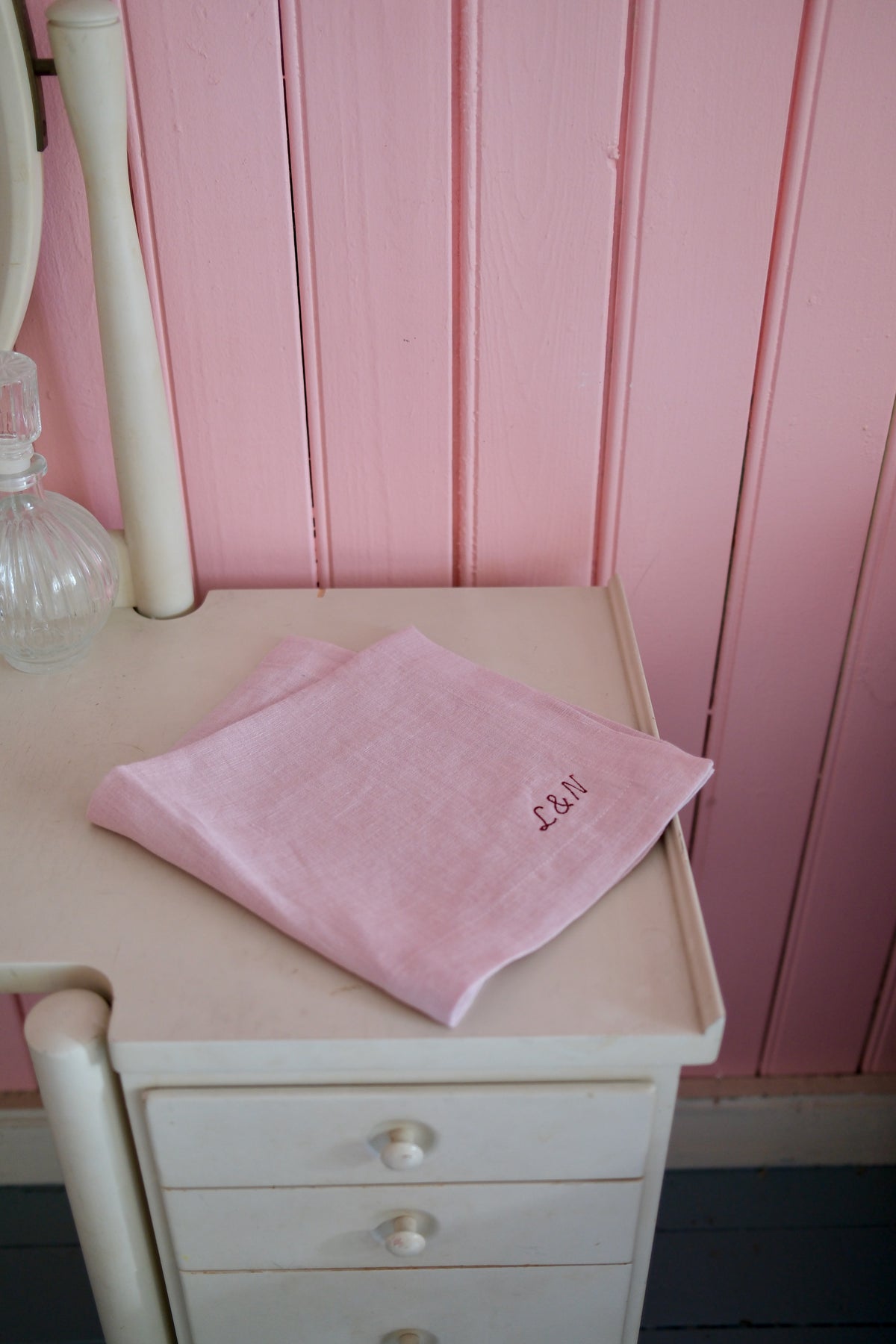 Personalised Linen Napkins, Dusty Pink, Set of 6