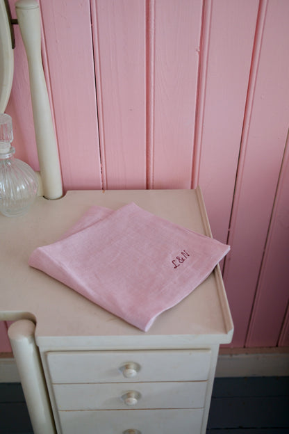 Personalised Linen Napkins, Dusty Pink, Set of 6