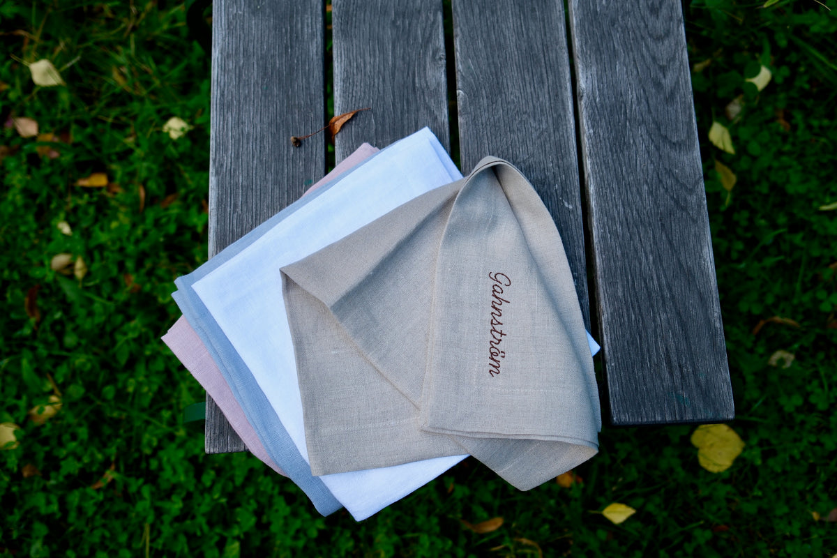 Personalised Linen Napkins, Nature, Set of 6