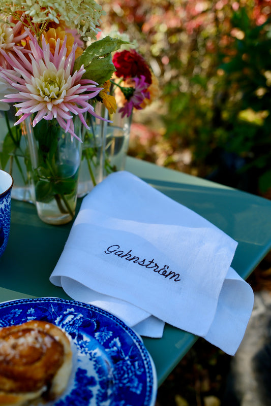 Personalised Linen Napkins, Off White, Set of 6