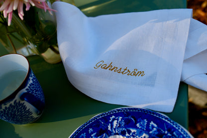 Personalised Linen Napkins, Off White, Set of 6