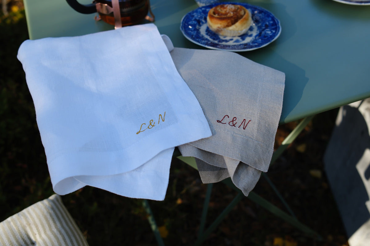 Personalised Linen Napkins, Nature, Set of 6