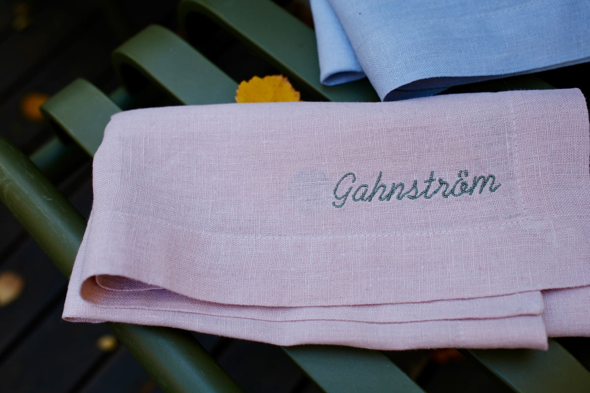 Personalised Linen Napkins, Dusty Pink, Set of 6